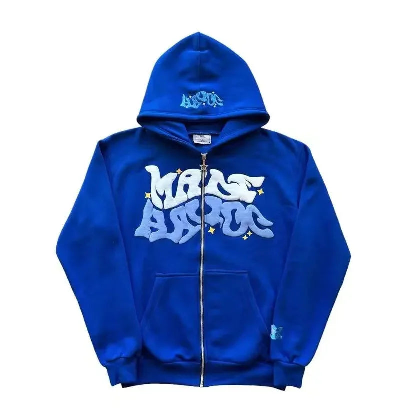 "Make Havoc" Bubble Printed Zip-Up