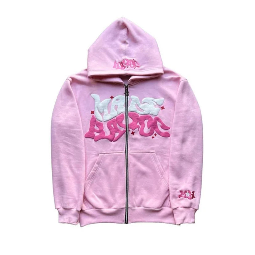 "Make Havoc" Bubble Printed Zip-Up