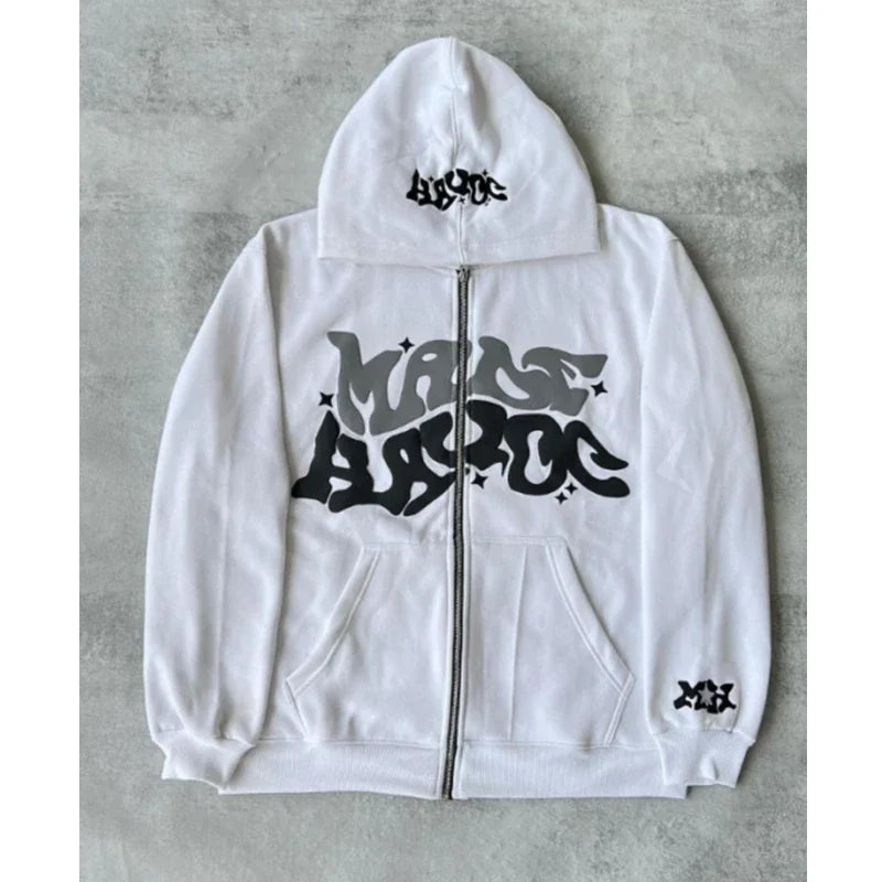 "Make Havoc" Bubble Printed Zip-Up